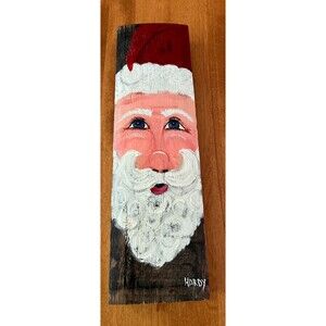Bourbon Barrel Stave Art Painted by Hardy Santa Claus Holiday Christmas 14x4"